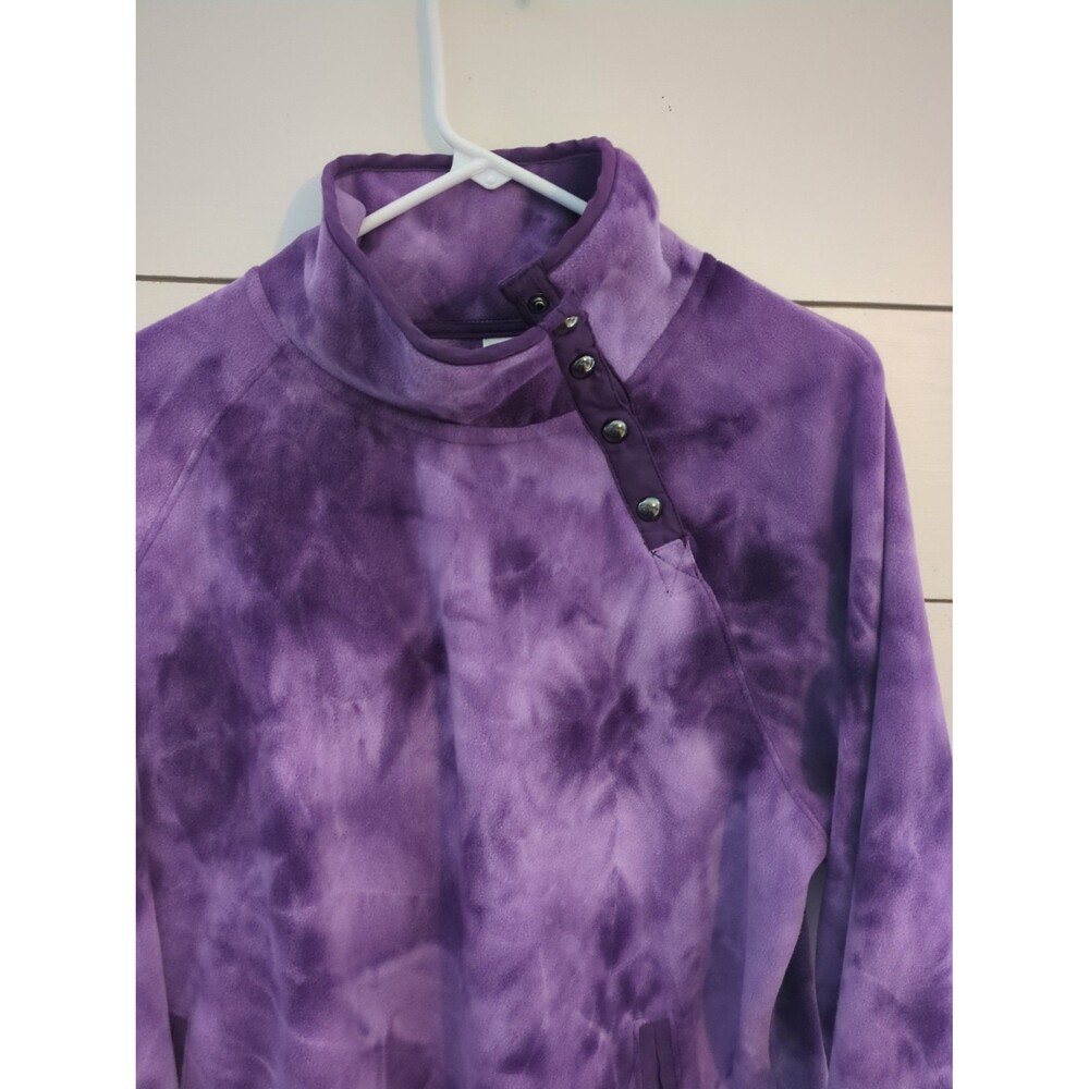 Green tea XL mock neck purple tie dye fleece pockets fall winter cozy athletic